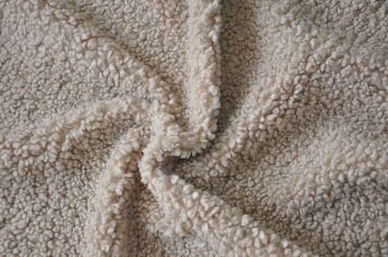 Beige Faux sherpa Polyester 100% oder mit Wolle 150cm CW oder justierbarer Verzerrungs-Maschenware bereitete auf