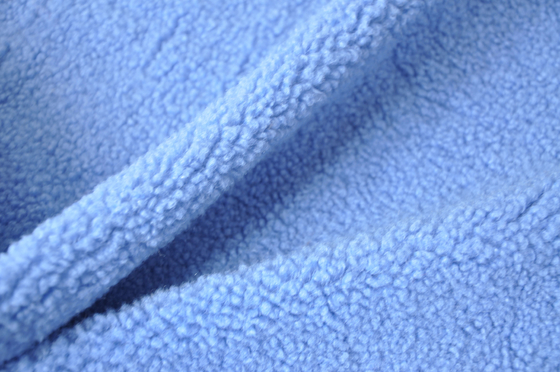 Blaues Faux sherpa Polyester 100% oder mit Wolle 150cm CW oder justierbarer Verzerrungs-Maschenware bereitete auf