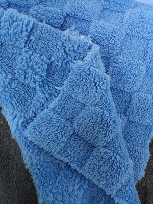 150cm-170cm tiefblaues doppelseitiges, recyceltes Jacquard-Plaid-Baumwollvelvet